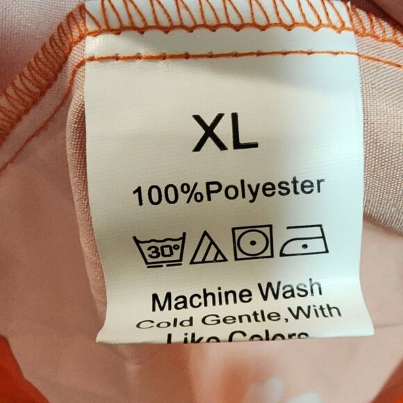 Orange Floral Button-Up Blouse With 3/4 Sleeves XL 100% Polyester Womens Top - Picture 3 of 3